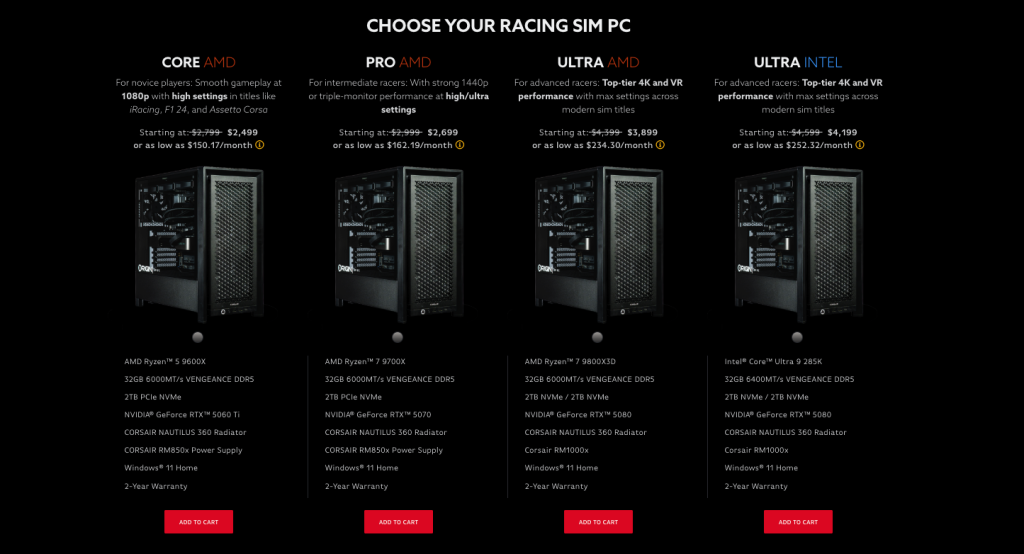 Origin sim racing pc pricing
